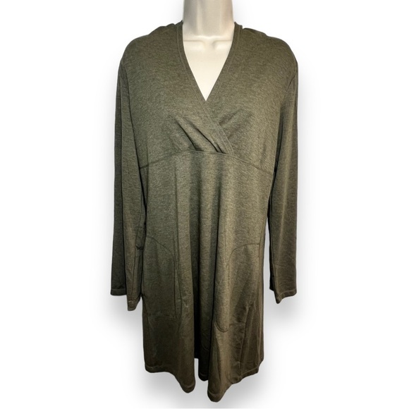 MAX Studio Women’s Weekend Long Sleeve Hoodie Dress Olive Green Size Medium - Picture 1 of 4